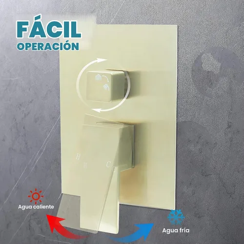 Vista 3 de Válvula Desviadora de Salida de Ducha de 2 Vías, Drettyer Kit de Válvula de Latón en Bruto para Mezclador de Ducha de 2 Manijas de Repuesto en Oro