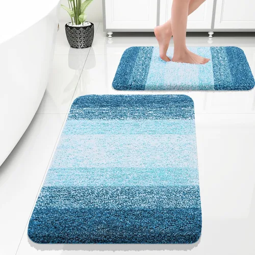 Vista 120 de OLANLY - Juego de tapetes para baño de 2 piezas, de microfibra, suaves y absorbentes, antideslizantes, lavables a máquina y para secadora, felpudos