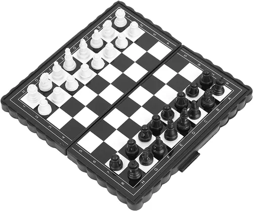 Vista 6 de Fydun Portable Magnetic Folding Chess Set Light Plastic Chessboard for Family and Party Fun