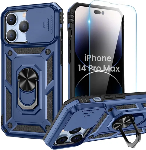 Vista 12 de Goton Funda para iPhone 14 Plus con Protector de Pantalla - Funda con Cubierta Deslizante para Cámara con Soporte de Anillo, Resistente de Grado