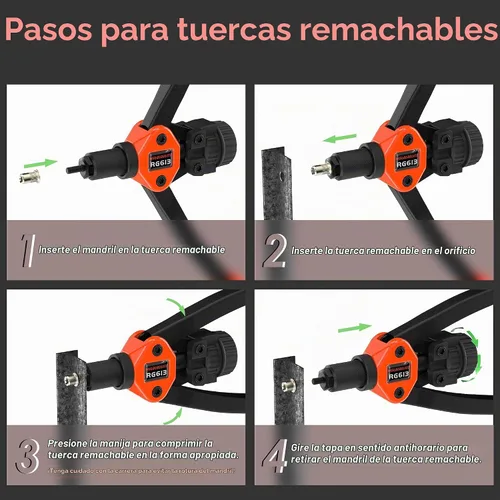 Vista 4 de Kit de pistola de remache de doble función, incluye 405 tuercas de remache, remaches ciegos, 15 mandriles, 5 boquillas de remache, multiusos