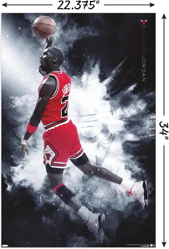 Vista 3 de Michael Jordan - Póster de pared Burst, 34 pulgadas de largo x 22.4 pulgadas de ancho, versión sin marco
