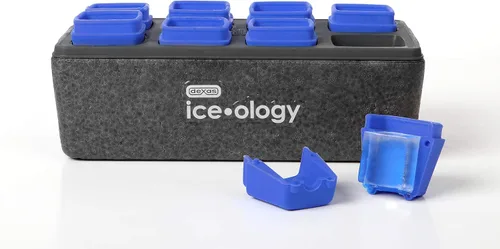 Vista 3 de Dexas ice•ology Molde de Hielo Transparente de Silicona para Hielo de Cóctel Artesanal, Bandeja de Cubos de 8