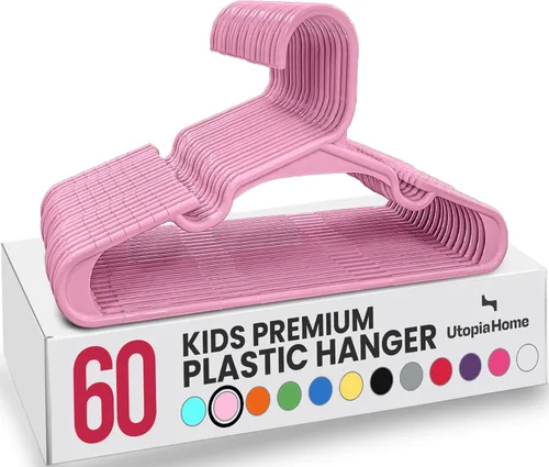 Vista 19 de Utopia Home - Perchas para niños, paquete de 20 perchas para armario de bebé de 11.5 pulgadas, color rosa bebé Perchas de plástico para bebés Se