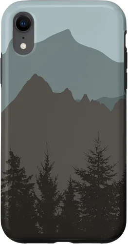 Vista 25 de Mountains Peaks - Carcasa para iPhone 17, diseño abstracto de paisaje natural, color gris y azul