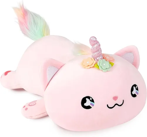 Vista 9 de Onsoyours Lindo gatito sirena de peluche de gatito, suave almohada de felpa de gato sirena para niños (sirena de gato azul, 12 pulgadas)