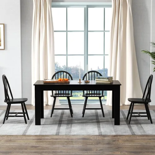 Vista 2 de Giantex Juego de mesa de comedor para 4, mesa de comedor rectangular de madera y 4 sillas de comedor Windsor, juego de comedor moderno de 5 piezas