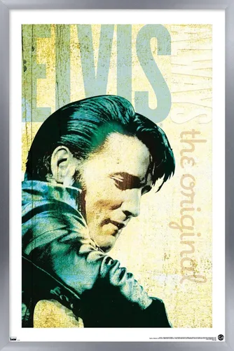Vista 10 de Trends International Elvis Presley - Póster de pared original, 34 pulgadas de largo x 22.4 pulgadas, versión enmarcada en caoba Versión enmarcada