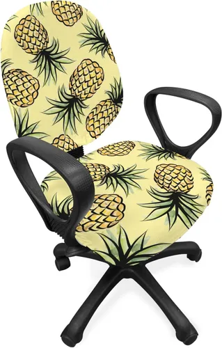 Vista 39 de Lunarable Funda para silla de oficina tribal, diseño azteca, nativo americano, geométrico, simbolismo étnico con espirales de triángulos, elástico