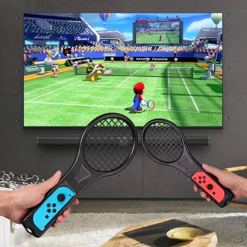 Vista 5 de LiNKFOR 3 in 1 Joy-Con Accessories Bundle for Nintendo Switch Tennis Racket for Mario Tennis Aces Game Grips Handle for Nintendo Switch Joy-Con