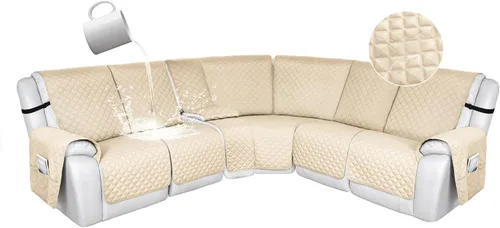 Vista 61 de HDCAXKJ Fundas de sofá seccional reclinable 100% impermeable, forma de L, funda de sofá reclinable lavable acolchada suave para mascotas, perro