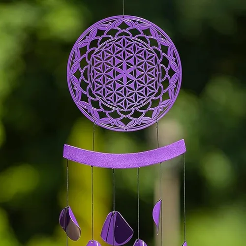 Vista 6 de VP Home Campanillas de viento de mandala brillante de 42 pulgadas para exteriores, carillones de viento de mandala brillante únicos, decoración al