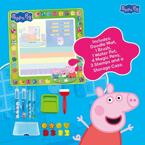 Vista 5 de Evie Pig - Alfombrilla de dibujo de agua para niños de 39.4 x 39.4 in, sin ensuciar, alfombrilla de dibujo mágica con bolígrafos, almohadilla