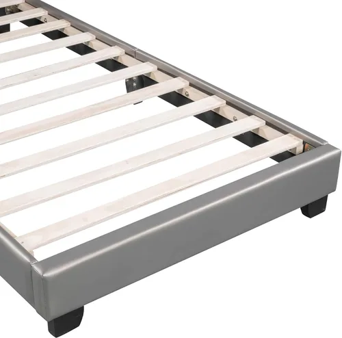 Vista 8 de Cama de plataforma, base de cama tapizada de cuero con cabecera de adorno de conejo, ideal para el dormitorio o apartamento de un niño