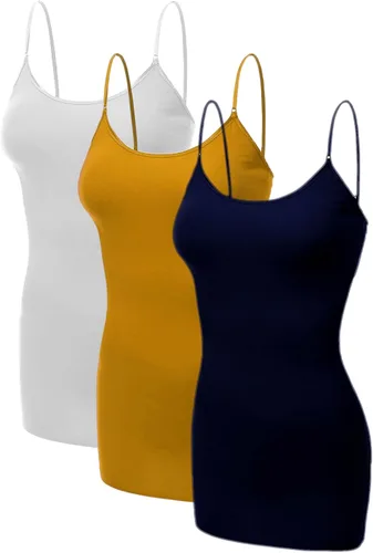 Vista 269 de Emmalise Camisola larga casual básica para mujer, con tirantes ajustables, top en capas
