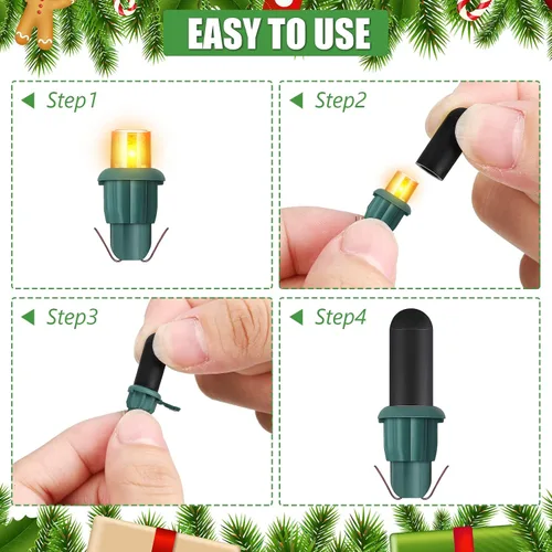 Vista 5 de Zonon 200 tapas sin brillo para luces LED de Navidad, 0.197 x 0.512 in