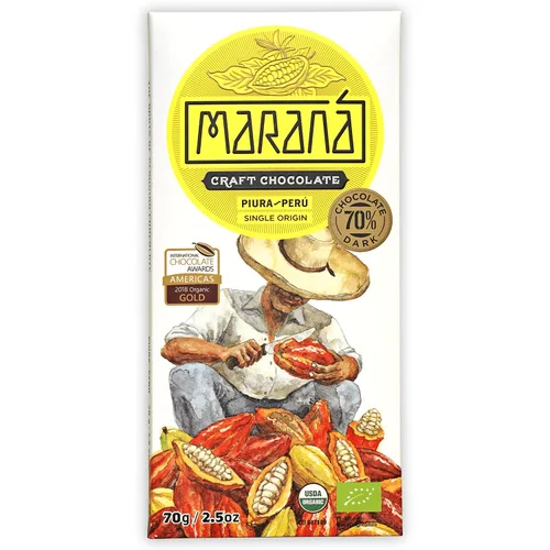 Vista 4 de Maraná Chocolate 70% Cacao Variedad Chocolate Negro Paquete de 3 – Chocolate peruano – Premium, grano a barra, de origen directo, hecho en origen