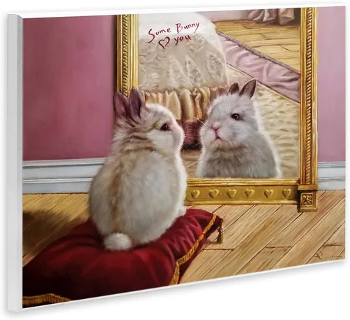 Vista 2 de Some Bunny Loves You Adorable Rabbit in Mirror' Placa artística de pared Bunny Mirror Love