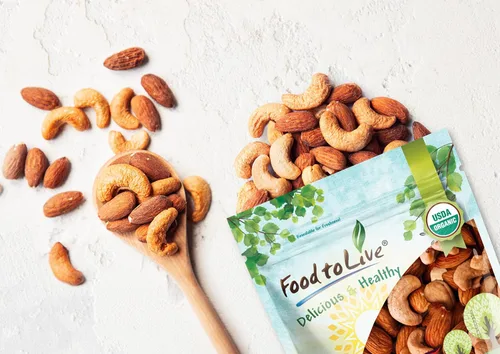 Vista 6 de Food to Live Mezcla de almendras orgánicas y anacardos, 8 onzas, nueces tostadas al horno con sal del Himalaya, sin OMG, mezcla rica en proteínas
