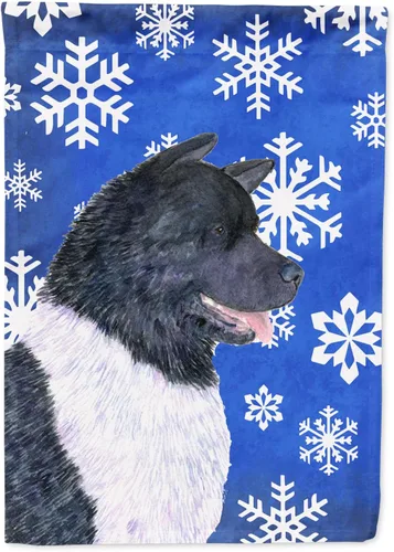 Vista 238 de Caroline's Treasures SC9374GF Bulldog English Snow flakes Holiday Garden Flag Buzón Bandera decorativa para patio exterior, patio, obras de arte