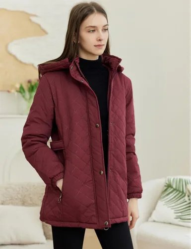 Vista 5 de LQHHYLYX Chaqueta de invierno suave y cálida con capucha para mujer