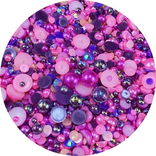 Vista 16 de Cuentas de resina con diamantes de imitación, mitad redonda, cuentas de perlas planas de 30 g, cuentas de media perla con diamantes de imitación