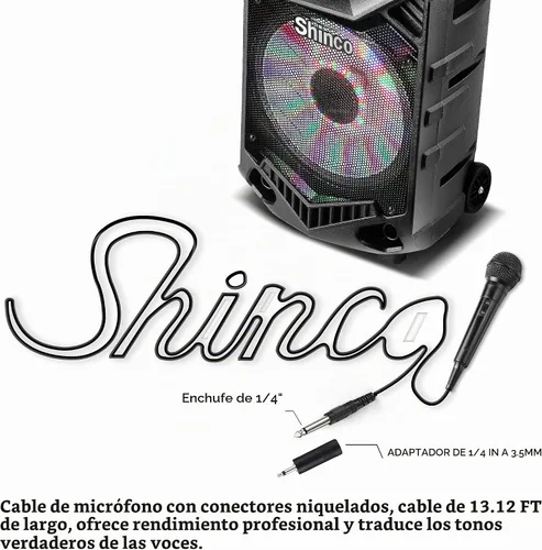 Vista 4 de Shinco - Micrófono de mano con cable, micrófono vocal dinámico cardioide con cable de 13 pies e interruptor de encendido/apagado, ideal