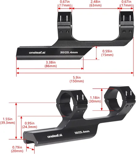 Vista 3 de oneleaf.ai Monturas de riflescope voladizo de 30mm/1 in con desplazamiento de 2 pulgadas - OLSM30150