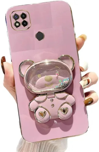 Vista 79 de Miagon Bear - Funda con soporte para espejo para Xiaomi Redmi A1, Quicksand Glitter Electroplated Soft TPU Protector Slim a prueba de golpes