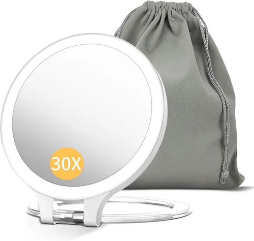 Vista 20 de FASCINATE Espejo de Aumento 10X 1X de Doble Cara con Magnificación Espejo de Tocador para Maquillaje Espejo Iluminado Recargable con 3