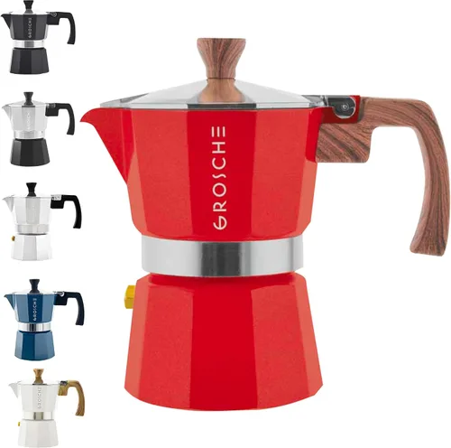 Vista 24 de GROSCHE Milano - Cafetera Moka para estufa, olla de expreso para 3 tazas de café, 5 oz, color negro - Cafetera cubana para estufa, cafetera Moka