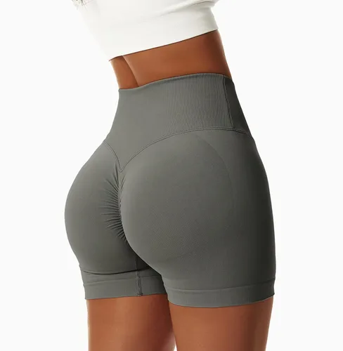 Vista 4 de DASAYO Womens Crossover Waisted Scrunch Shorts Biker Tennis Stretch Skinny Shorts Quick Dry V Shape Workout Sports Gym Shorts