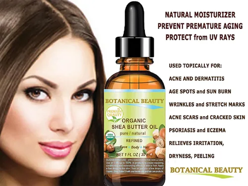 Vista 2 de Botanical Beauty Aceite orgánico de manteca de karité 100% puro aceite portador prensado en frío natural sin diluir. 1 Fl.oz.- 1.0 fl oz para cara