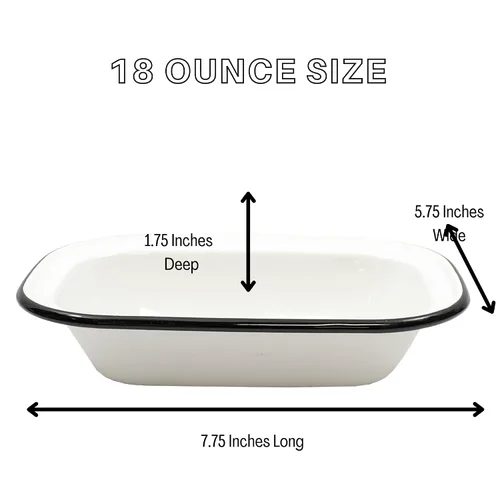 Vista 3 de TableCraft 80013 Colección Enamelware - Sartén para servir, blanco con borde negro, porcelana sobre acero, del horno a la mesa, camping, casa