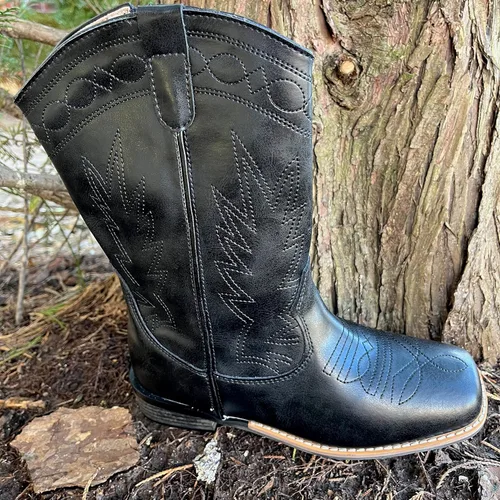 Vista 4 de GadwallAR Botas vaqueras occidentales para niña, color rosa, con cremallera de cuero, botas vaqueras (niños pequeños y jóvenes)