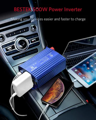 Vista 7 de Inversor de corriente DC 12 V a 110 V AC convertidor (azul)