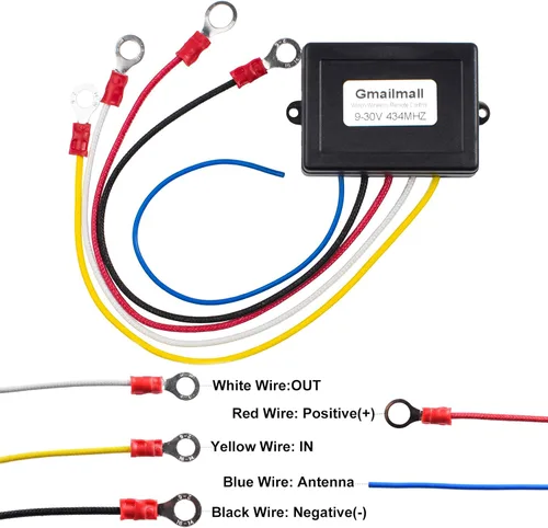 Vista 4 de Control Remoto Inalámbrico para Cabrestante de 12V Paquete de 2 Universal Mini Control de 5 Cables para Cabrestante con Kit de Transmisor