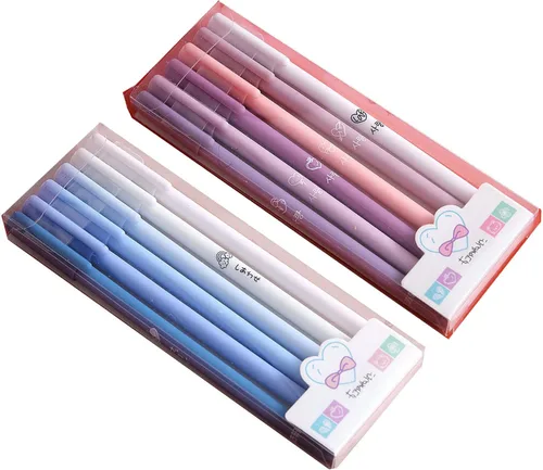 Vista 11 de Paquete de 12 bolígrafos de tinta de gel, color rosa, verde, caramelo, tinta negra de 0.020 in, punta extrafina, bonitos bolígrafos para escribir