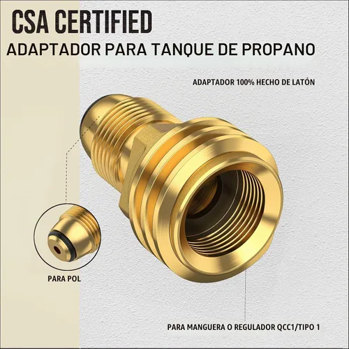 Vista 3 de Manguera de extensión de tanque de propano de 12 pies con indicador y adaptador de tanque de propano, para tanque de propano de 100 libras