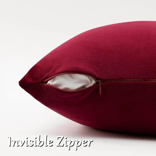 Vista 4 de GIGIZAZA Juego de 2 fundas de almohada decorativas de terciopelo burdeos de Borgoña