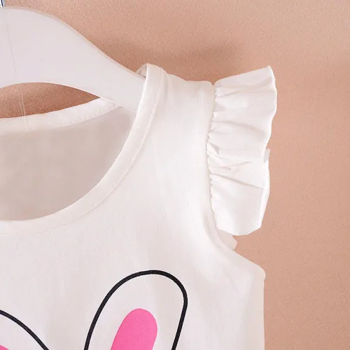 Vista 3 de MH-Lucky Conjunto de ropa para bebé niña de 2 piezas con camiseta + pantalones cortos