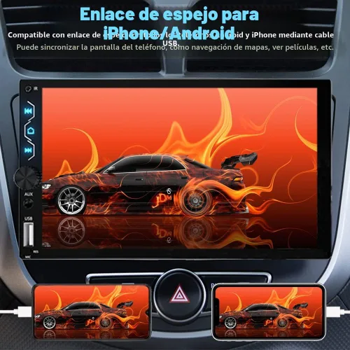 Vista 4 de Leadfan Estéreo de coche de doble DIN con cámara de tablero, receptor de audio de 7 pulgadas con pantalla táctil Full HD compatible con Carplay