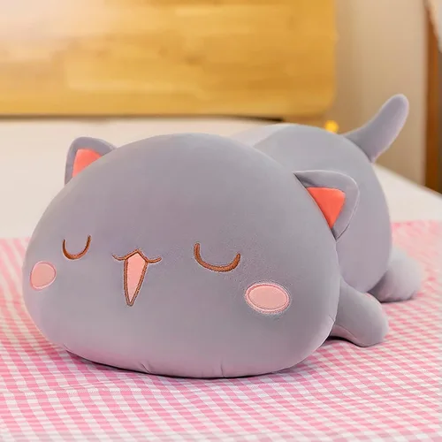 Vista 5 de FUYU Animales de peluche de gato, almohada de felpa suave de gato kawaii, juguete de animal de peluche, regalos para niños y niñas, decoración