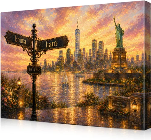 Vista 93 de IPIC - Personalized Framed Canvas with Custom Street Sign in Boston Personalized Street Signs with Names, Custom Canvas Print, Boston Sunset