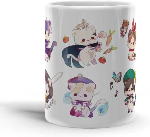 Vista 2 de Tazas de café Genshin Tea Estético Cumpleaños Impacto Tazas Kitty Colección Viaje Cerámica 11 Oz O 15 Oz Taza de Café Regalos para Amigo, Familia
