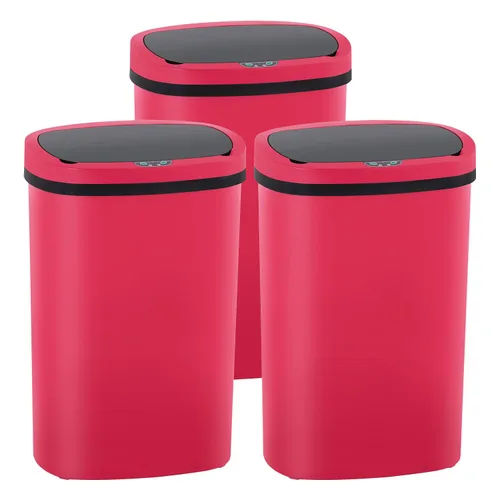 Vista 18 de PayLessHere Bote de basura de plástico de 13 galones Negro Tapa automática sin contacto con sensor de movimiento Bote de basura de cocina