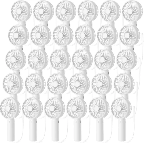 Vista 11 de Tujoe Mini ventilador de mano potente de 3 velocidades, ventilador personal pequeño portátil recargable con base USB para mujeres, maquillaje