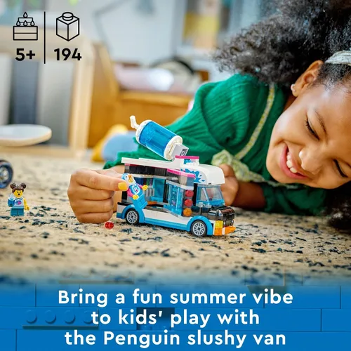 Vista 2 de LEGO City Penguin Slushy Van Juguete de construcción – Con un camión y una minifigura disfrazada, gran idea de regalo para niños y niñas, juguete