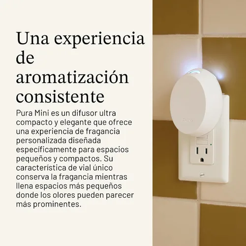 Vista 4 de Pura Mini Difusor de Fragancia Inteligente para Espacios Pequeños Dispositivo Inteligente Ajustable para el Hogar con Luz LED y Detección Automática