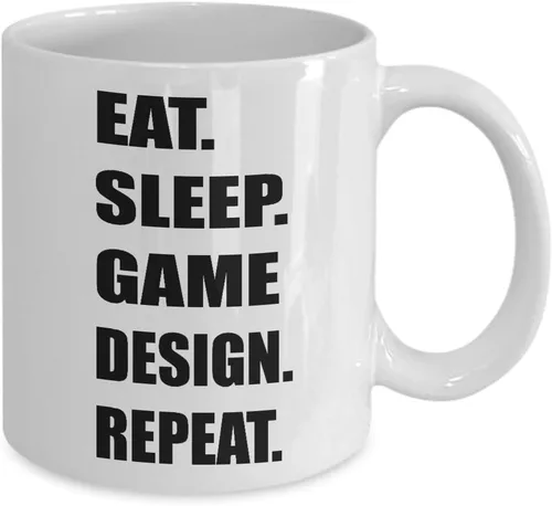 Vista 2 de Regalos para diseñador de videojuegos – Eat Sleep Repeat taza de café – inspirador taza de té divertido bonito regalo idea de diseño